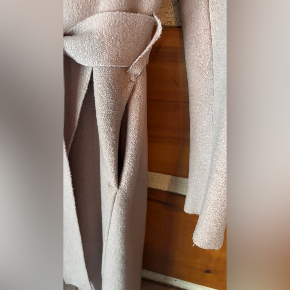 Light blush pink Wool Coat, Belted - Picture 8 of 14